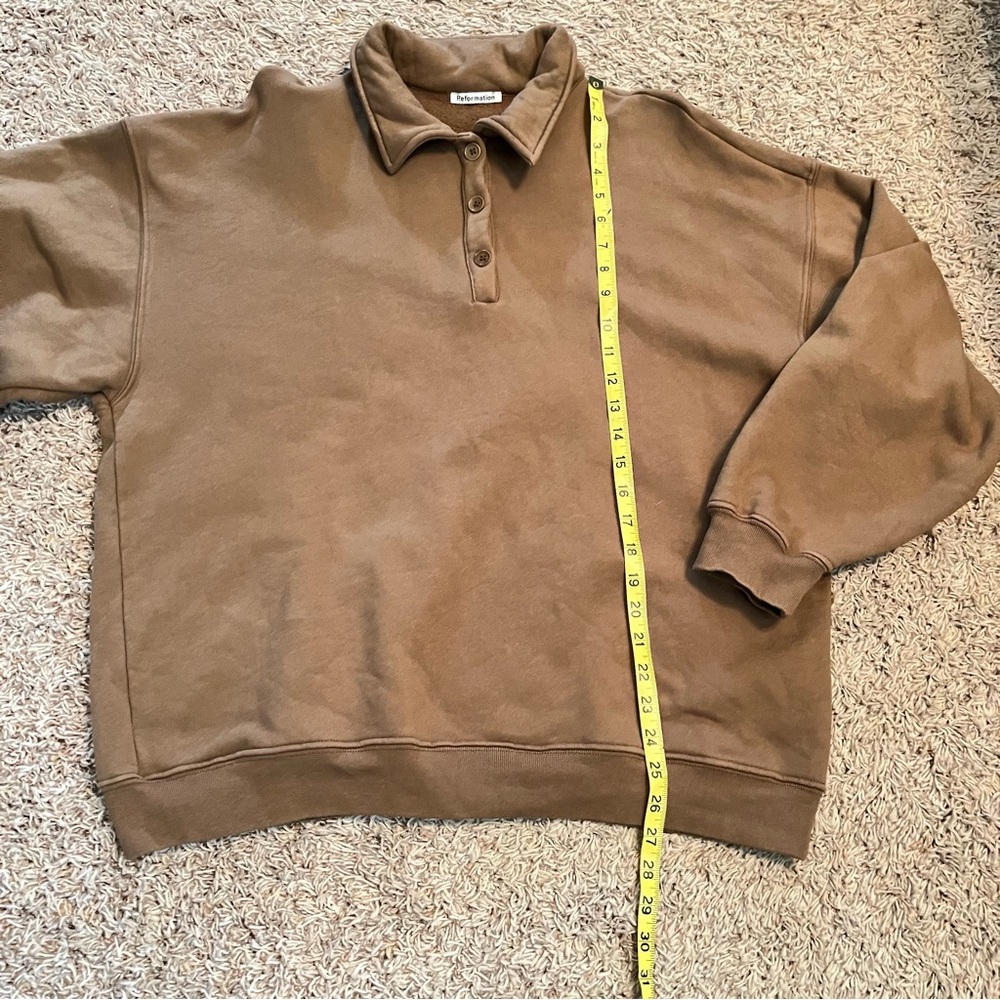 REFORMATION Vintage Oversized Polo Sweatshirt in Latte Size S - Picture 10 of 10